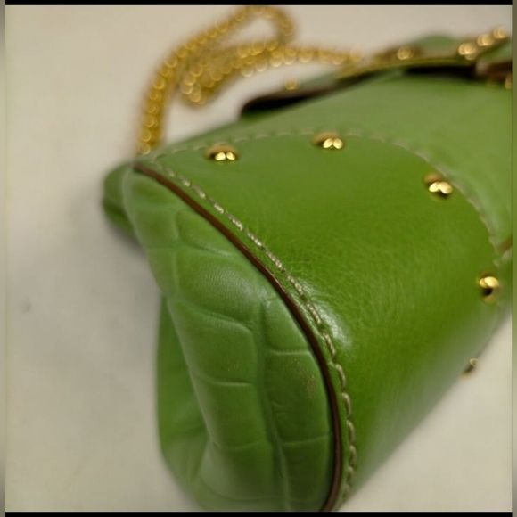 MICHAEL KORS SATCHEL STUNNING GREEN Y2K Shoulder Bag Pebble Leather - Picture 10 of 14